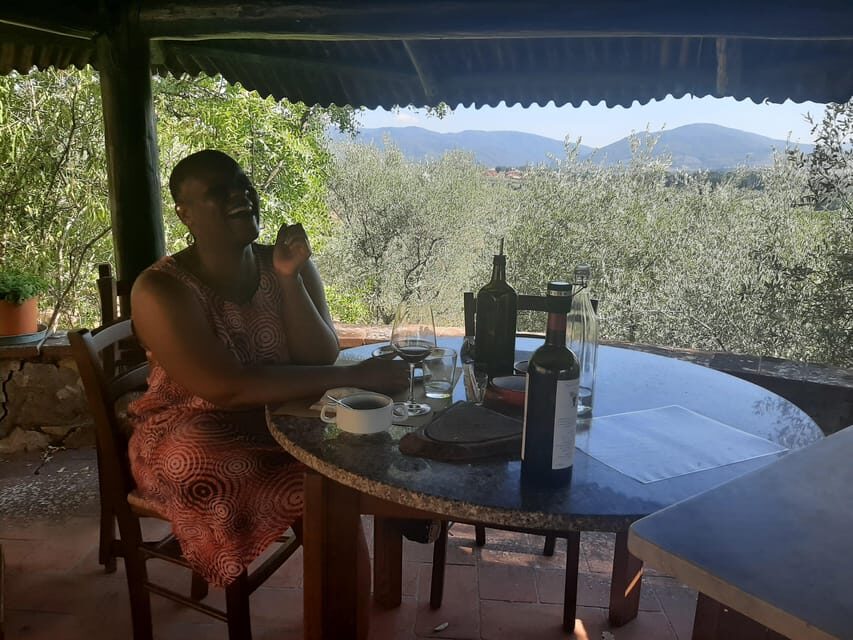 Chianti Organic wine tasting - The wine tasting lineup: Chianti Classico, rosè Sangiovese, Malvasia, and orange Trebbiano