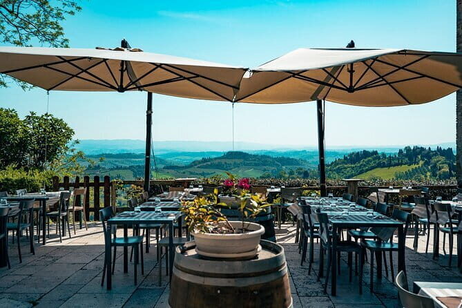 Florence: Tour San Gimignano, Monteriggioni & Chianti Hills - San Gimignano breakfast: the view does half the work